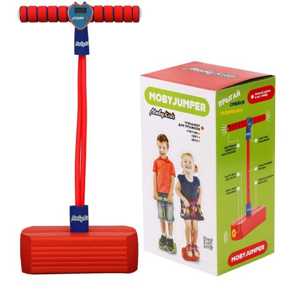 Moby Kids 68559 MobyJumper Тренажер для прыжков со счетчиком, светом и звуком, красный