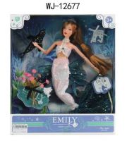 ABtoys (АБтойс) WJ-12677 Кукла ABtoys Emily Русалочка (светлое платье, темный хвост), аксессуары, 30см
