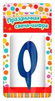 ND Play 297371 Свеча для торта ND Play Тортик цифра 0 парафиновая, цвет синий