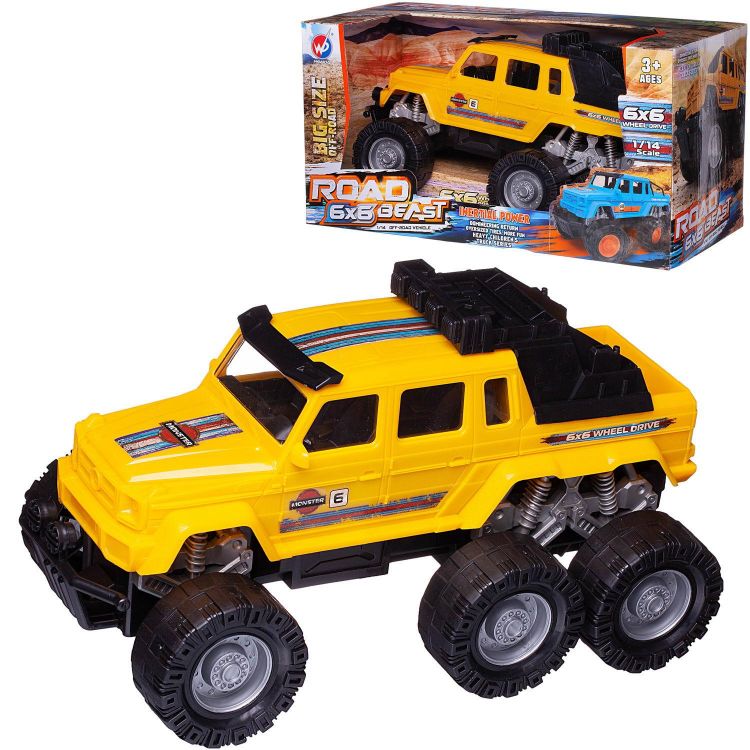 Junfa WC-11569 Машинка Junfa Джип-внедорожник 6х6 Дорожный зверь 1:14, желтая