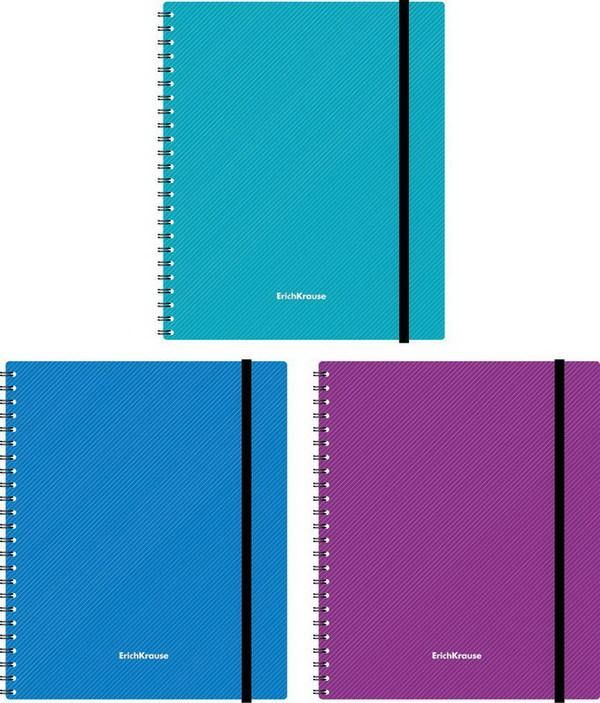 ErichKrause 43542EK Тетрадь общая с пластиковой обложкой на спирали ErichKrause® Glance Vivid, А5+, 80 листов, клетка, на резинке