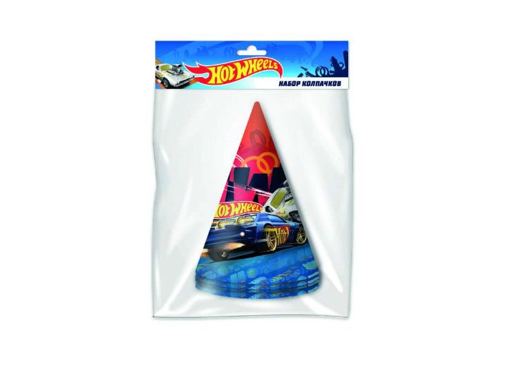 ND Play 292786 Набор бумажных колпаков ND Play Hot Wheels для праздника 6 штук ND Play 292786 Набор бумажных колпаков ND Play Hot Wheels для праздника 6 штук