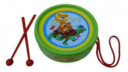 Рыжий Кот И-0909 Игрушка музыкальная Барабан Львёнок и Черепаха, 15 см