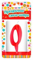 ND Play 297383 Свеча для торта ND Play Тортик цифра 0 парафиновая, цвет красный