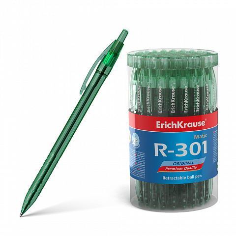 ErichKrause 46767ЕК Ручка шариковая автоматическая ErichKrause R-301 Original Matic 0.7, цвет чернил зеленый (в тубусе по 60 шт.)