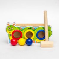 Woodlandtoys 115201 Игровой набор Woodlandtoys Стучалка цветная Гусеница», 3 отверстия 9*20*6,5 см