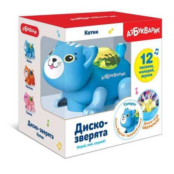 АЗБУКВАРИК 28457-6 Котик (Диско-зверята) Темно-голубой