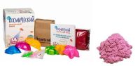 Песок космический Песочница+Формочки Розовый 1 кг(коробка)