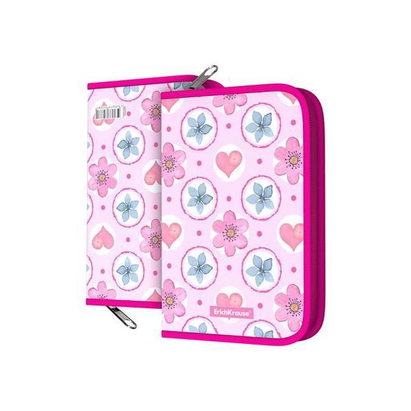 ErichKrause 48755ЕК Пенал-книжка ErichKrause135x205x30мм Pink Flowers пластиковый без наполнения