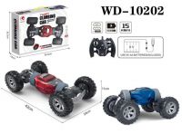 Junfa WD-10202 Машинка на радиоуправлении Junfa трюковая повышенной проходимости, измененяемая форма (красный, синий) 1:10