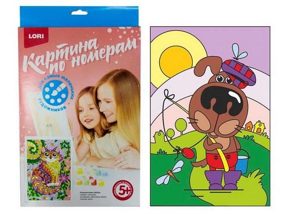 LORI Ркн-005 Картина по номерам для малышей "Пёсик-рыболов" LORI Ркн-005 Картина по номерам для малышей "Пёсик-рыболов"