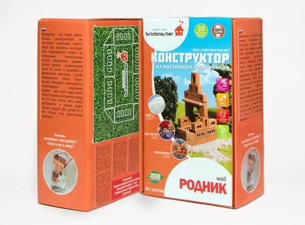 Конструктор "РОДНИК" из настоящих кирпичиков (163 деталей) Конструктор "РОДНИК" из настоящих кирпичиков (163 деталей)