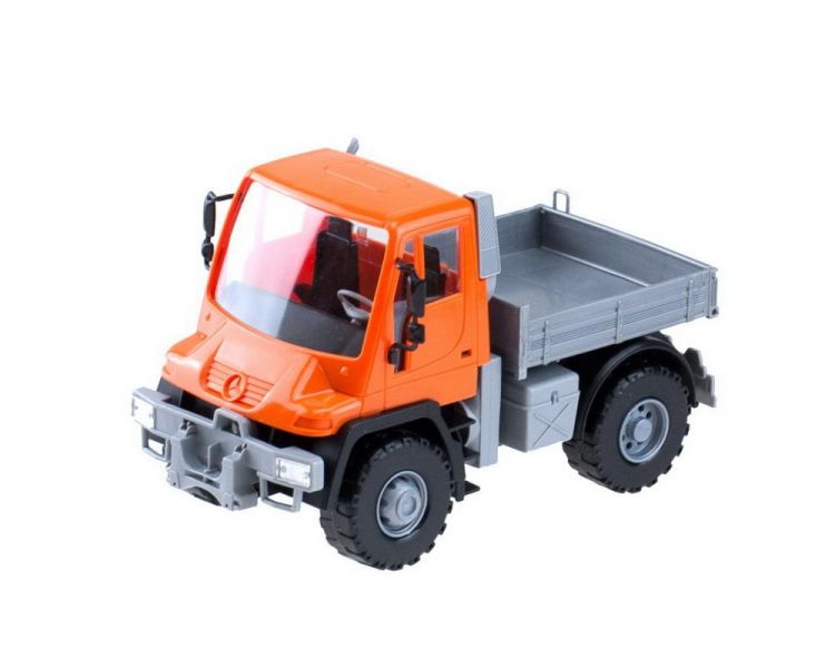 ЛЕНА 08882 Машинка ЛЕНА Самосвал бортовой Мерседес Unimog U 500 оранжевый 17,5см