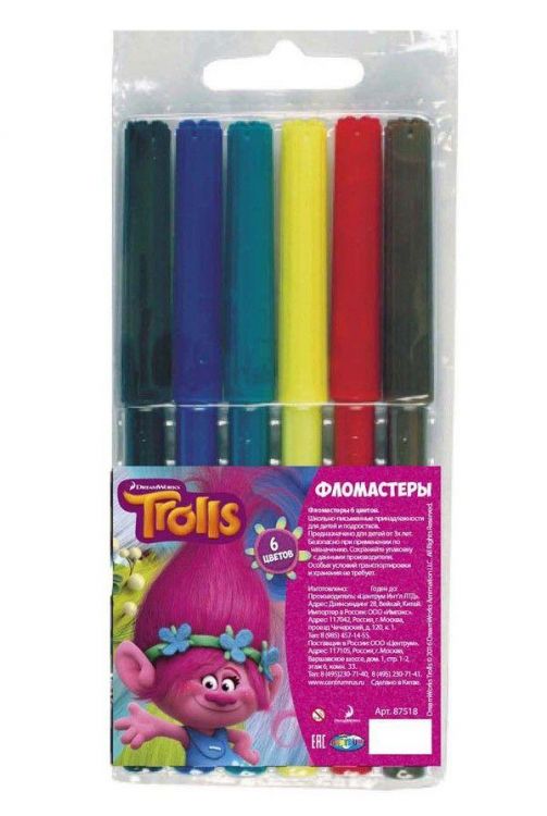 Centrum 87518 Фломастеры "Тролли", 6 цветов