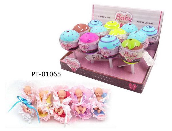 ABtoys (АБтойс) PT-01065/1 Пупс-куколка (сюрприз) в конфетке, серия Baby boutique, с аксессуарами, 12 шт. в дисплее, 5 видов в ассортименте, ЦЕНА ЗА ШТУКУ!
