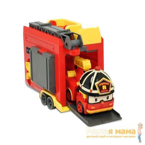 Robocar POLI 83073 Кейс с трансформером Рой 12,5см с гаражом