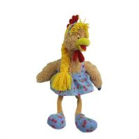 Teddy YSL17179 Мягкая игрушка Курочка с косичкой в голубом платье, 25 см