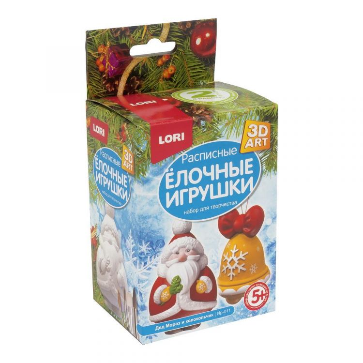 LORI Ир-011 Набор для творчества LORI Роспись ёлочных игрушек Дед Мороз и колокольчик 3D Art LORI Ир-011 Набор для творчества LORI Роспись ёлочных игрушек Дед Мороз и колокольчик 3D Art