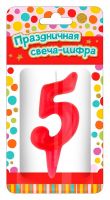 ND Play 297388 Свеча для торта ND Play Тортик цифра 5 парафиновая, цвет красный