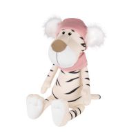 Maxitoys MT-MRT022122-20 Мягкая Игрушка Maxitoys Luxury, Белая Тигрица в Шарфе и Шапке с Помпонами, 20 см СИМВОЛ ГОДА 2022