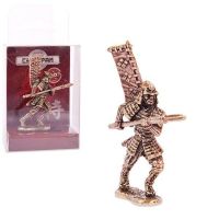 Амберкинг SAM-06 Фигурка литая. Солдатик металлический. Самурай с копьем в атаке 54мм (1:32) латунь