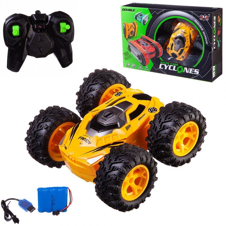 Junfa WD-10480Y Машинка на радиоуправлении Junfa трюковая перевертыш, 2,4Ггц желтая