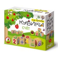 Десятое королевство 01715ДК Кубики деревянные "Счет" 12 шт (Цв.цифры с эффектом объема на неокр. кубиках)