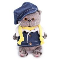 BUDI BASA BB-051 Мягкая игрушка Кот Басик BABY в джинсовом жилете, 20 см