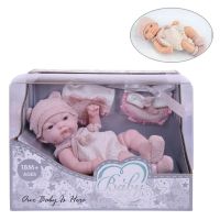 JUNFA 203-2 Пупс "Baby So Lovely", 25см (10''), в розовом костюмчике с шапочкой и аксессуарами