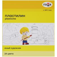 Гамма 170820201 Пластилин Гамма Юный художник 24 цвета, 336г, со стеком