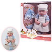 JUNFA 1911-3 Пупс "Baby So Lovely", 38см (15''), в платье, шапочке, носочках, с аксессуарами