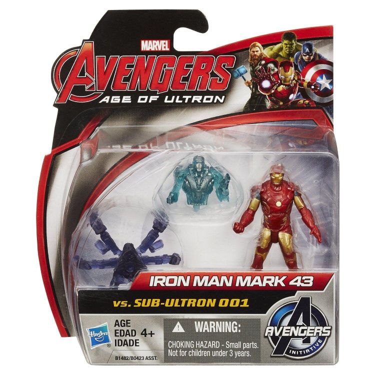 Hasbro B1482 Avengers Набор из двух мини-фигурок Мстителей Железный человек против Саб-Ультрона, 6 см