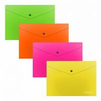 ErichKrause 50305ЕК Папка-конверт ErichKrause Glossy Neon на кнопке пластиковая полупрозрачная A5+, 4 вида