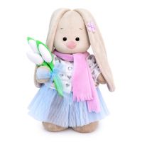 BUDI BASA StM-357 Мягкая игрушка Зайка Ми с белыми тюльпанами, 32 см