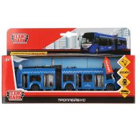Технопарк SB-18-11WB(IC) Троллейбус с резинкой, 19 см, инерционный, свет, звук