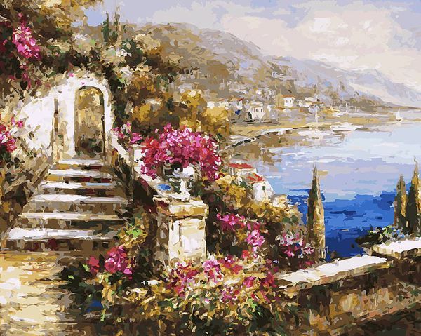 Раскраски по номерам Вид на море, 50*40 см