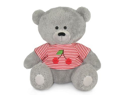 LAVA Л8546F Медвежонок Масик в маечке с вишнями музыкальный, 17,5 см