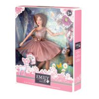 ABtoys WJ-12657 Emily Кукла Эмили Розовая серия с олененком и аксессуарами, 30 см