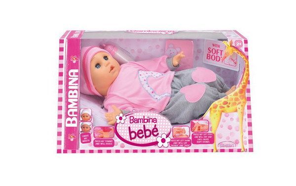 Dimian BD308-M8 Кукла Bambina Bebe, с живой мимикой, со звуковыми эффектами, 40 см