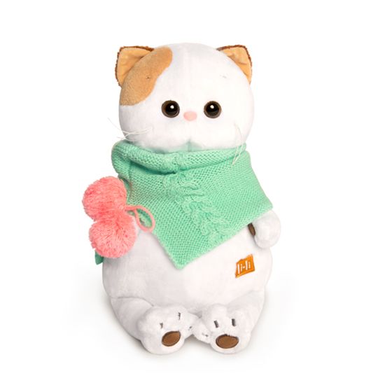 BUDI BASA LK24-023 Мягкая игрушка Кошечка Ли-ли в бирюзовом снуде, 24 см