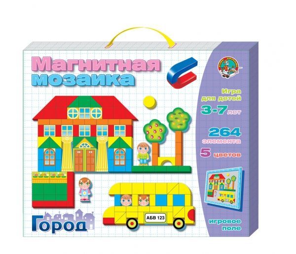 Десятое королевство 01512 Мозаика магнитная Город (5 цветов, 264 элемента)